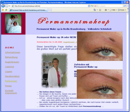 Permanent Make-up Berlin Magdeburg f�r Augenbrauen Lidstrich Lippen usw.